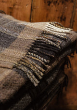 Super-soft Recycled Wool Bothy Throw - Natural Plaid