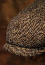 Ridgmount Baker Boy - (Narrow Width) Harris Tweed Green Herringbone
