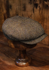 Ridgmount Baker Boy - (Narrow Width) Harris Tweed Green Herringbone