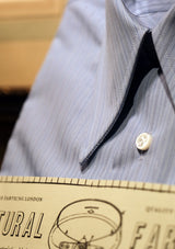 Spearpoint Cotton Shirt with Double French Cuff - Light Blue Pinstripe