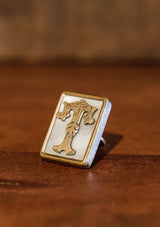 Original 1880's Gold "T" Buttonhole Pin - Boxed