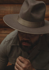 Barstow Flat Brim Fedora - Light Grey