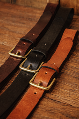 Saddle Leather Thin Belt - Black