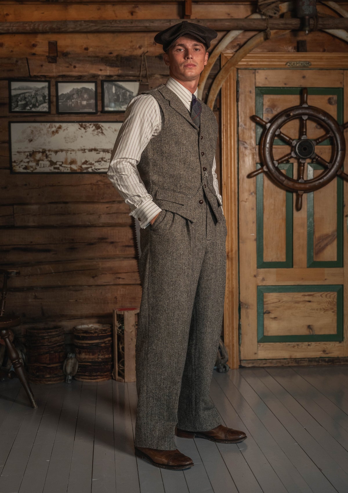 Bailey Harris Tweed Waistcoat - Old Oak Herringbone