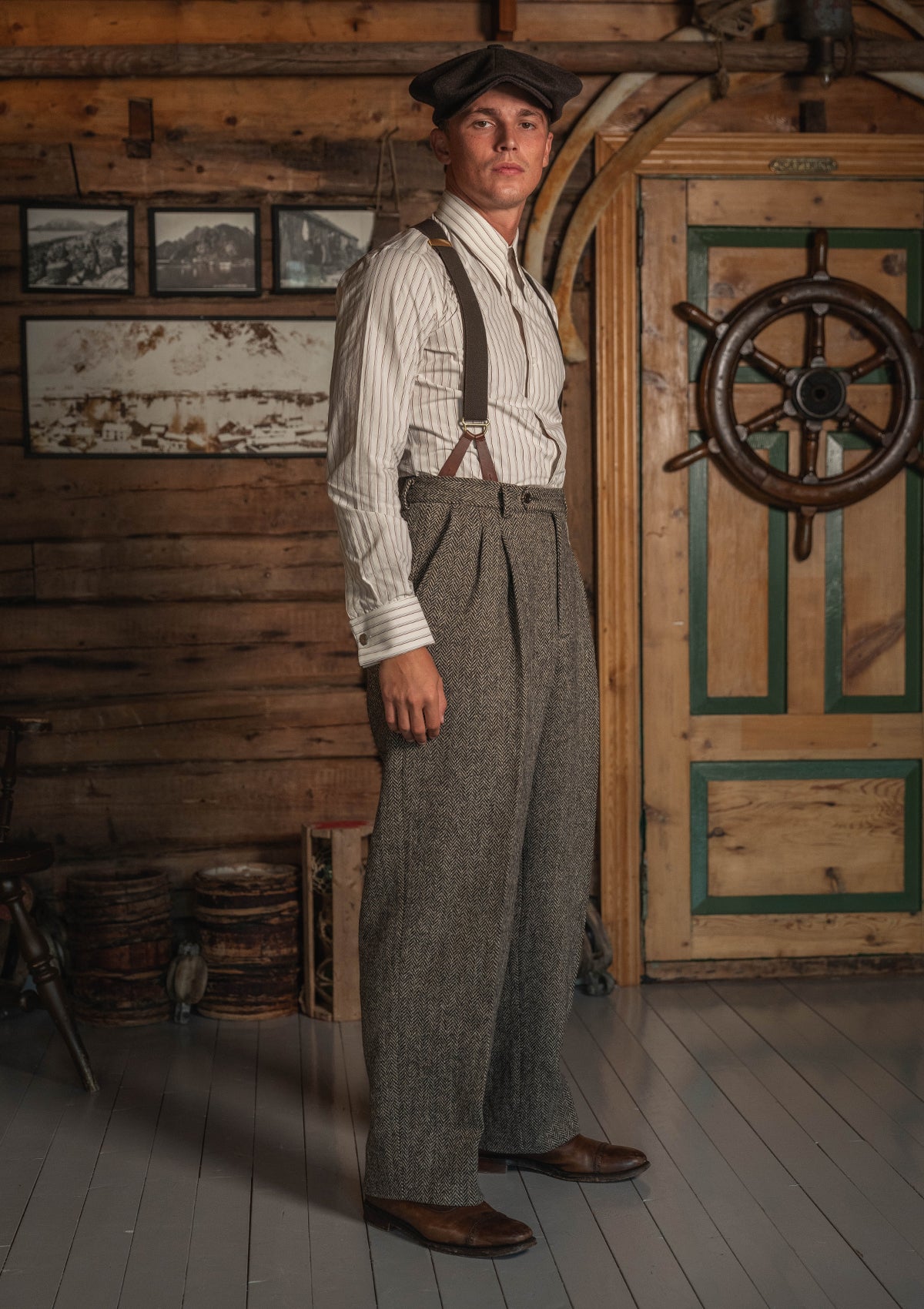Bailey Harris Tweed Clark Trouser - Old Oak Herringbone