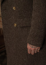 Bawden Double Breasted Pure Wool Overcoat - Faded Brown Barleycorn
