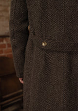 Bawden Double Breasted Pure Wool Overcoat - Faded Brown Barleycorn