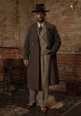 Bawden Double Breasted Pure Wool Overcoat - Faded Brown Barleycorn