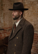 Bawden Double Breasted Pure Wool Overcoat - Faded Brown Barleycorn