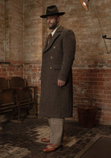 Bawden Double Breasted Pure Wool Overcoat - Faded Brown Barleycorn