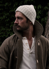 Lambswool Ribbed Beanie Hat - Oat