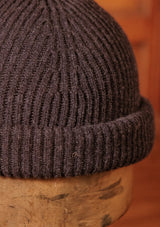Lambswool Beanie Hat - Navy Fleck