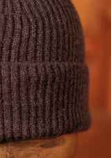 Lambswool Beanie Hat - Navy Fleck