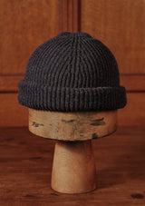 Lambswool Beanie Hat - Navy Fleck