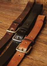 Saddle Leather Thin Belt - Tan