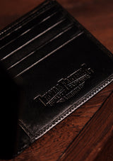 Folding Card and Coin Wallet - Black Leather