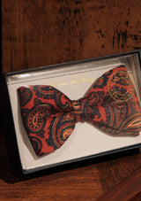 Silk Pre-Tie Bow Tie - Red Paisley