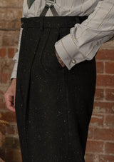 Coleman Harris Tweed Clark Trouser - Black w/ White Fleck