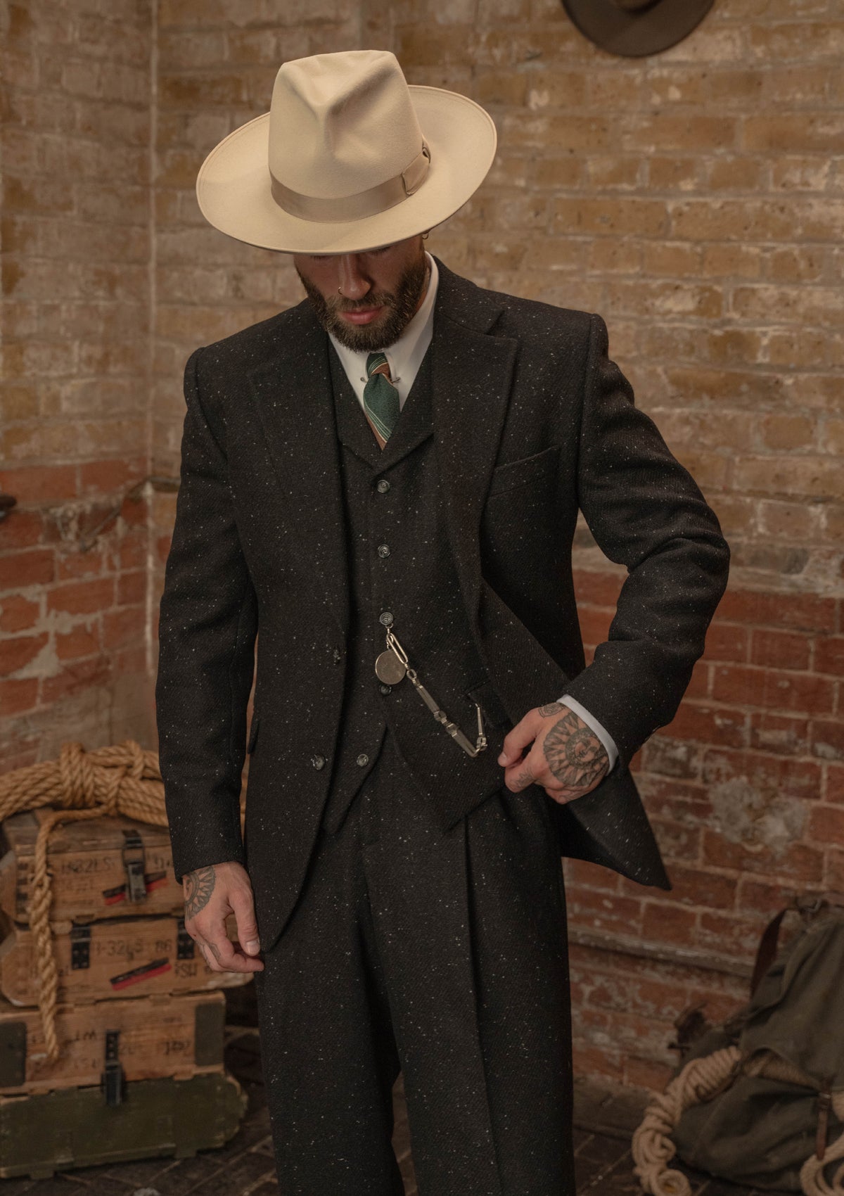 Coleman Harris Tweed Jacket - Black w/ White Fleck