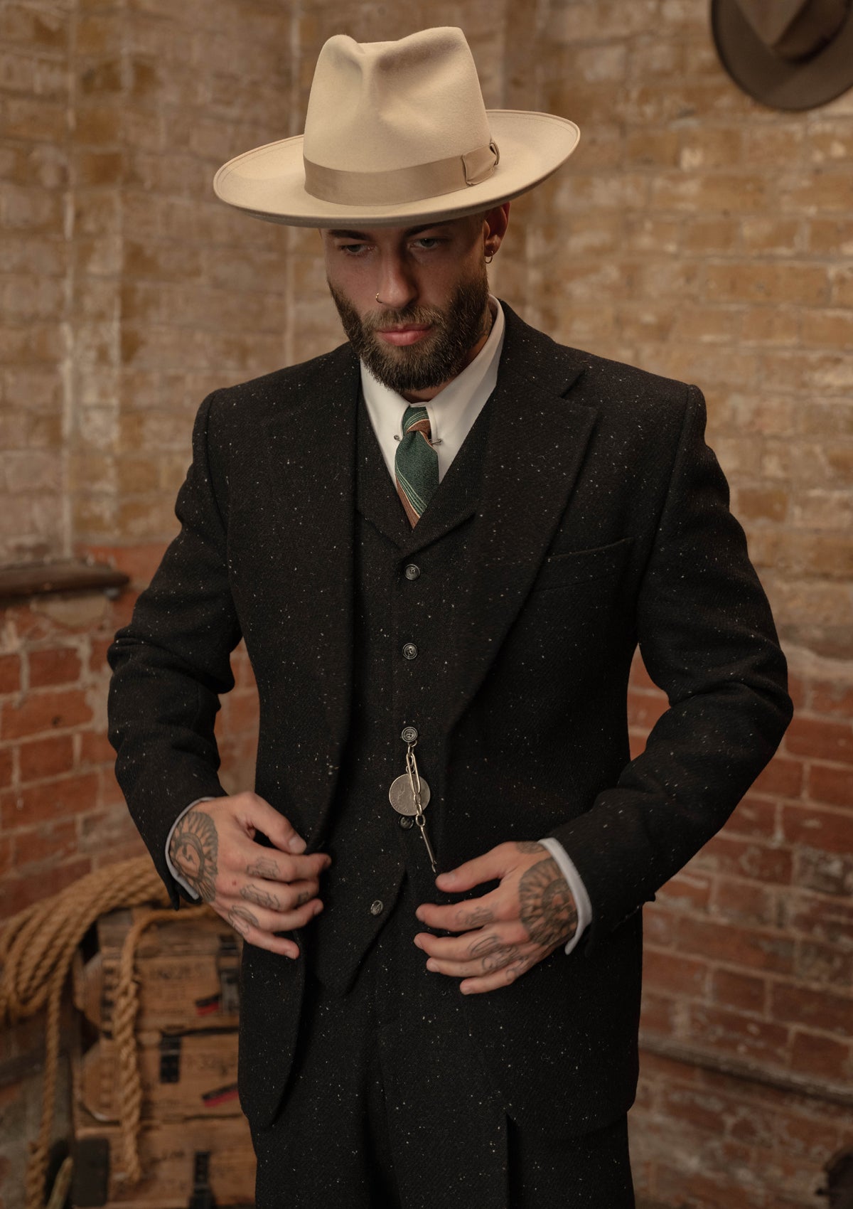 Coleman Harris Tweed Jacket - Black w/ White Fleck