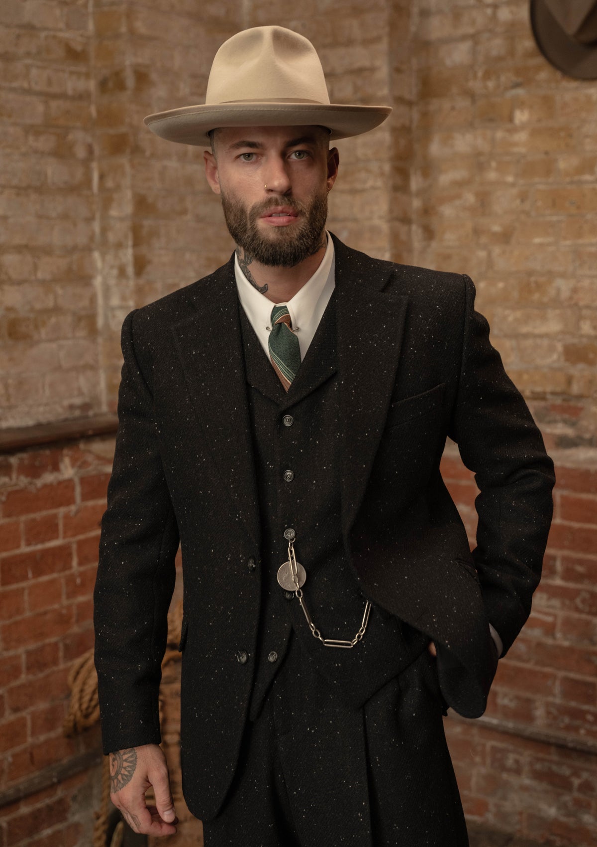 Coleman Harris Tweed Jacket - Black w/ White Fleck