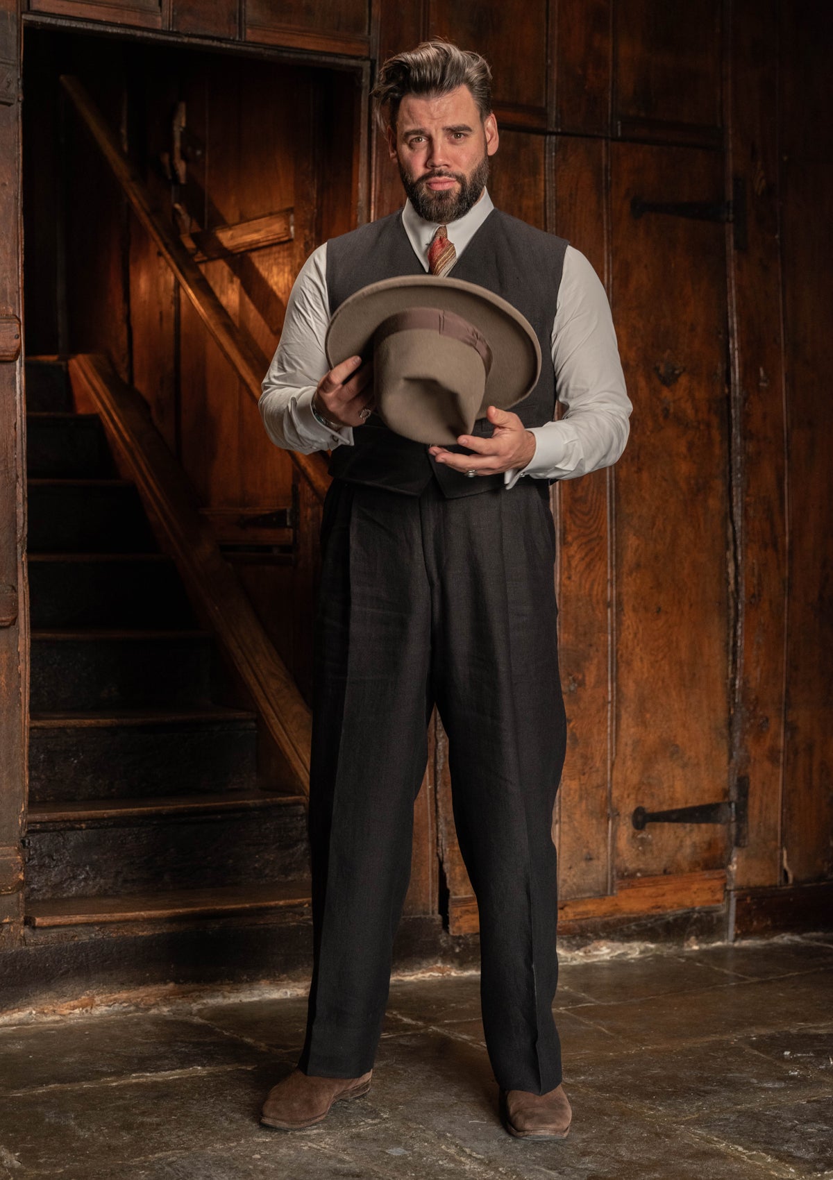 Hawthorne Cropped Waistcoat - Farriers Black Linen