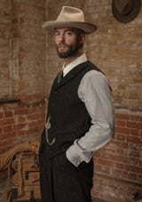 Coleman Harris Tweed Waistcoat - Black w/ White Fleck