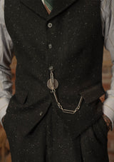Coleman Harris Tweed Waistcoat - Black w/ White Fleck