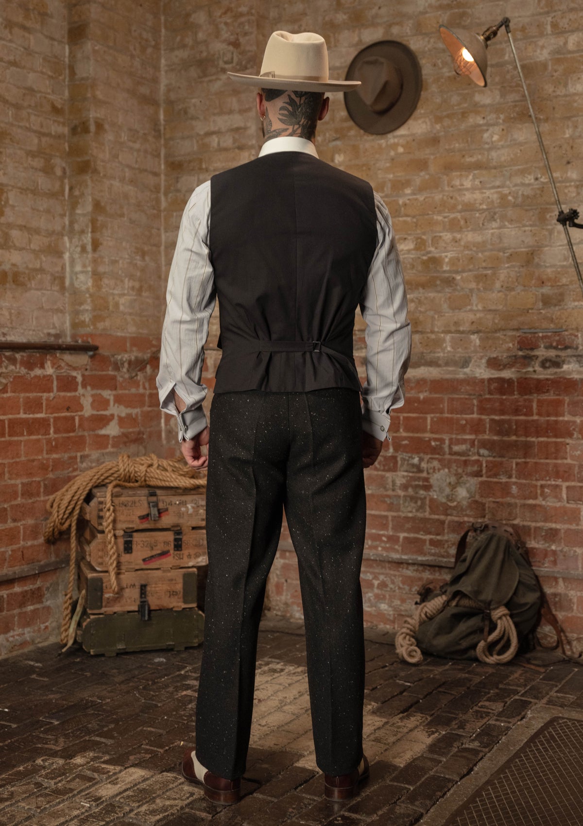 Coleman Harris Tweed Waistcoat - Black w/ White Fleck