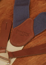 Button Braces w/ Silver Brass Fittings - Blue