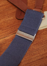 Button Braces w/ Silver Brass Fittings - Blue