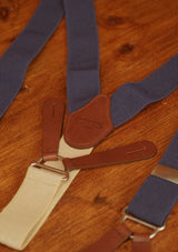 Button Braces w/ Silver Brass Fittings - Blue