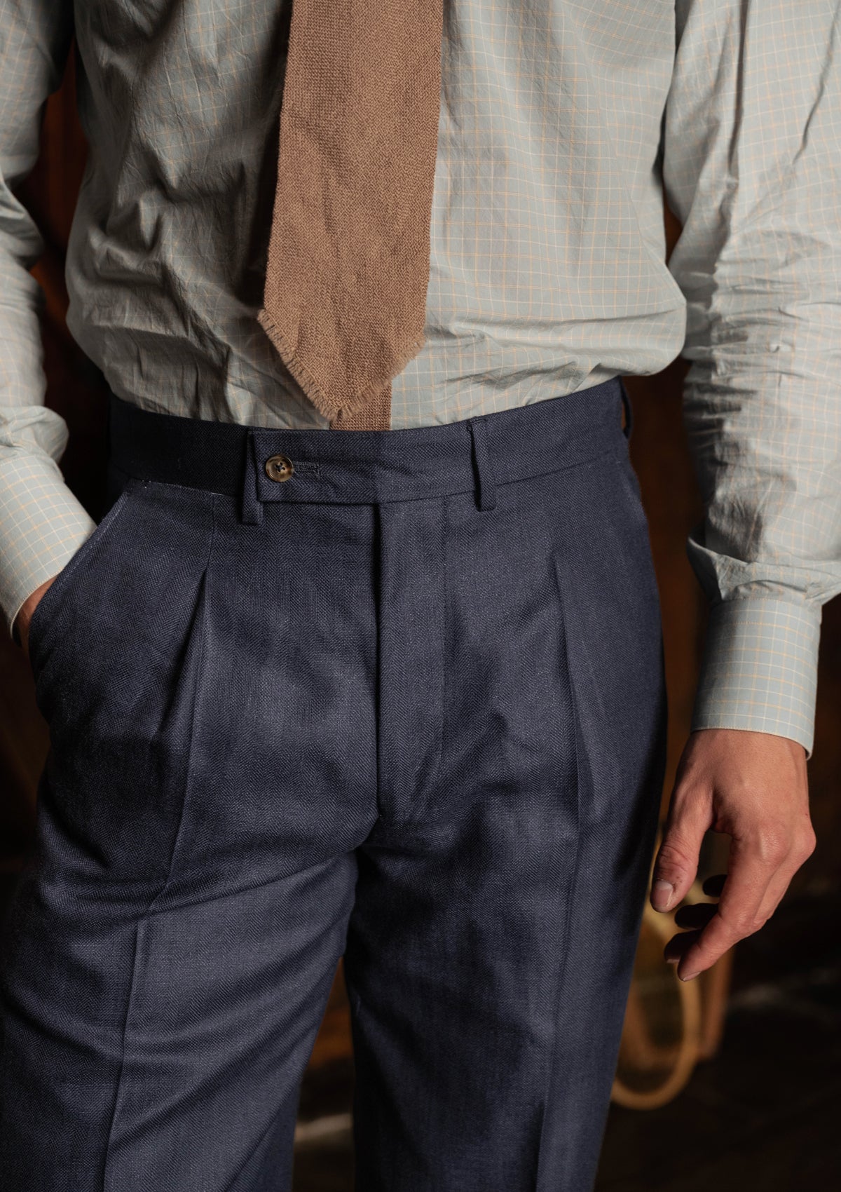 Spearpoint Japanese Cotton Shirt - Sky Check