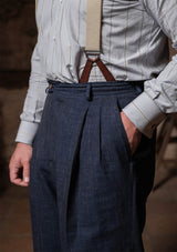 Coleman Clark Trouser - Navy Fleck Hopsack