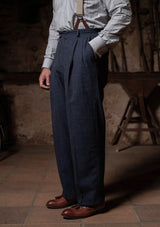 Coleman Clark Trouser - Navy Fleck Hopsack