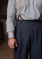 Coleman Clark Trouser - Navy Fleck Hopsack