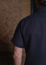 Crochet Short Sleeve Board Shirt - Navy