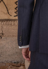 Brockman Jacket  - Navy Diamond Weave Wool