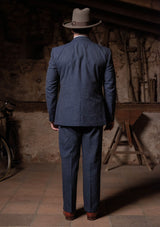Coleman Clark Trouser - Navy Fleck Hopsack