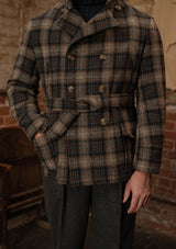 Pure Wool Pea Coat - Tideworn Check