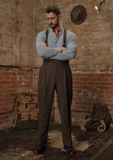 Grandad Collar Cotton Shirt - Blue & White Stripe