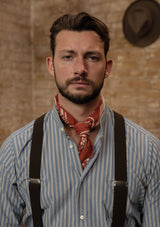 Grandad Collar Cotton Shirt - Blue & White Stripe