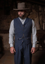 Coleman Waistcoat - Navy Fleck Hopsack