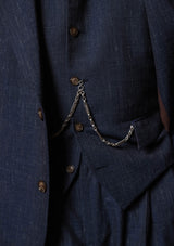 Coleman Waistcoat - Navy Fleck Hopsack