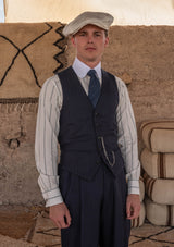 Brockman Waistcoat -  Navy Diamond Weave Wool