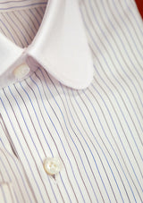 Club Collar Cotton Shirt - Blue & Black Pinstripe