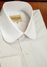 Club Collar Cotton Shirt - Blue & Black Pinstripe
