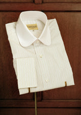 Club Collar Cotton Shirt - Blue & Black Pinstripe