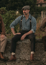 Denim Half Button Workwear Shirt - Blue