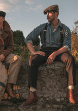 Denim Half Button Workwear Shirt - Blue